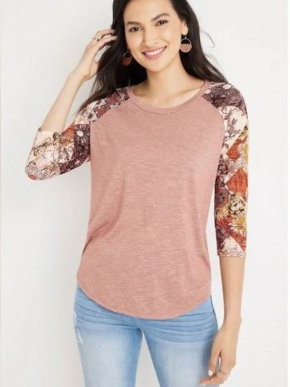 **Moving Sale** Maurices Patchwork Sleeve LS Top Sz XS